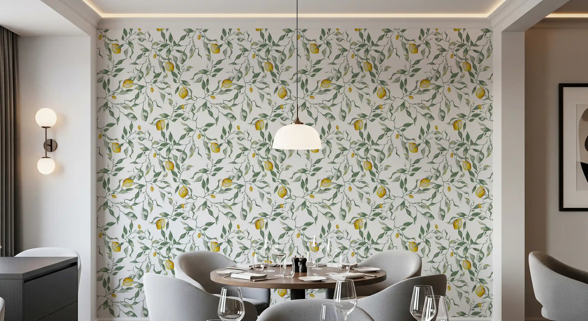 Mediterranean Citrus Grove Illustration Wallpaper⁠