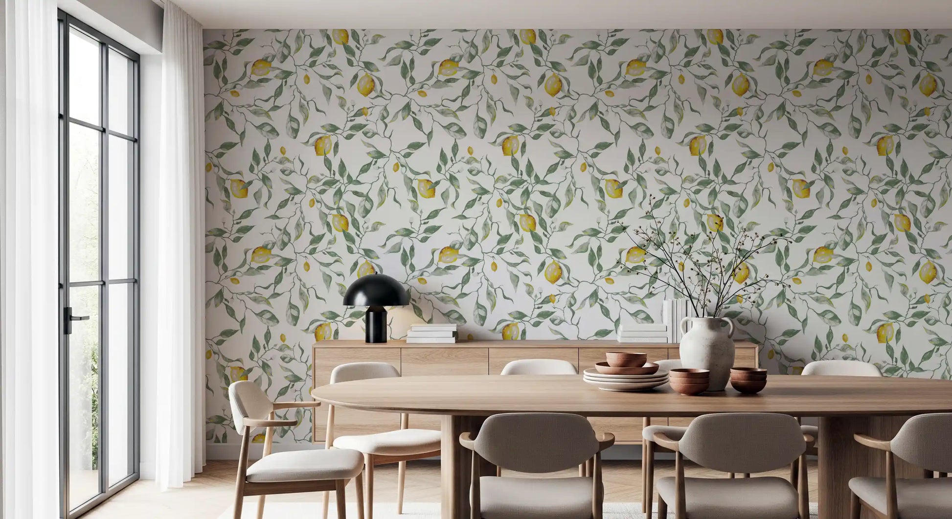 Mediterranean Citrus Grove Illustration Wallpaper⁠