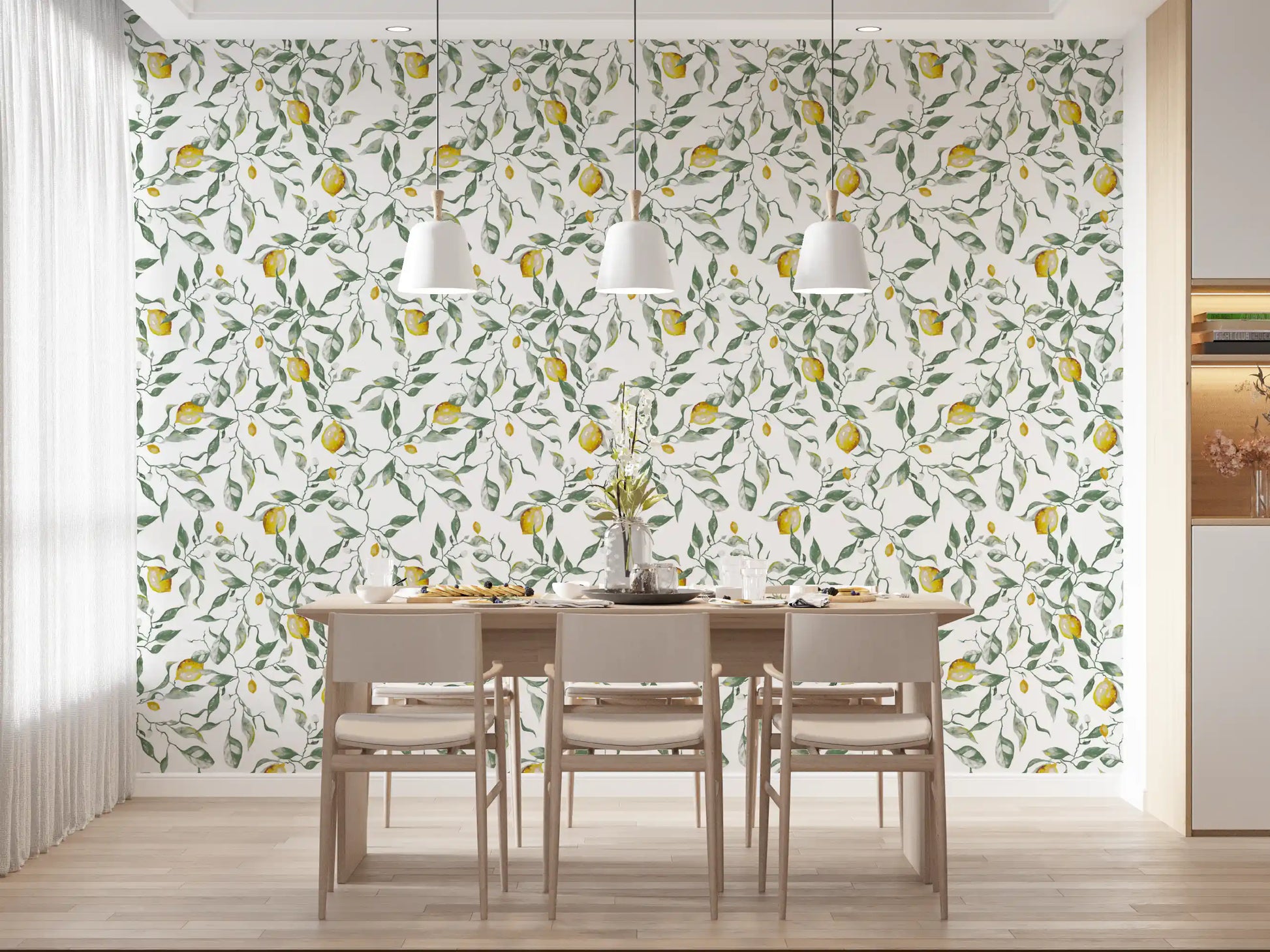 Mediterranean Citrus Grove Illustration Wallpaper⁠