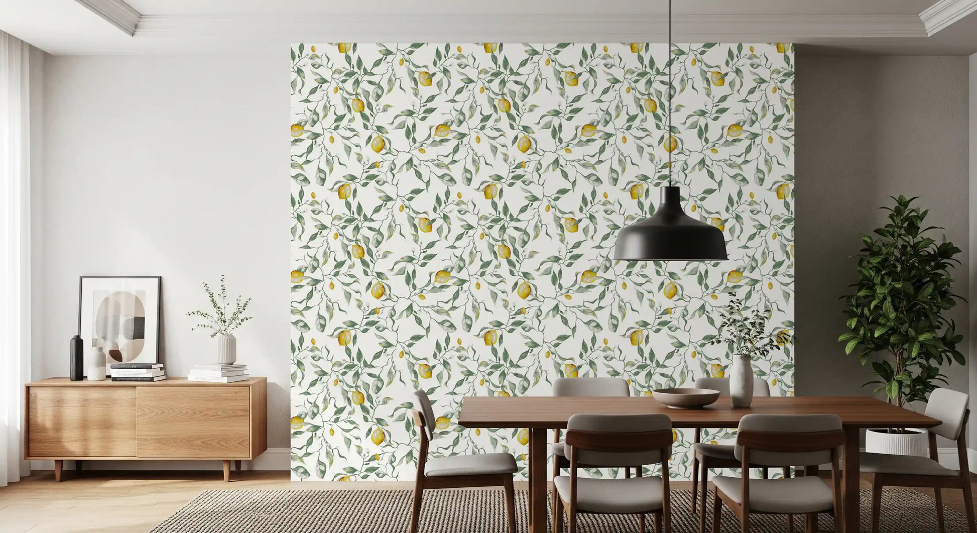 Mediterranean Citrus Grove Illustration Wallpaper⁠