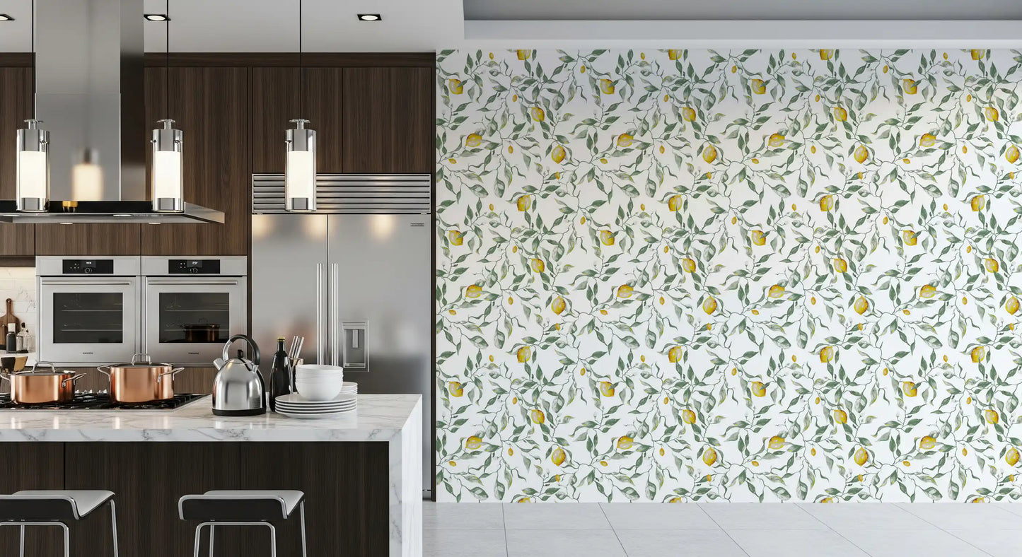 Mediterranean Citrus Grove Illustration Wallpaper⁠