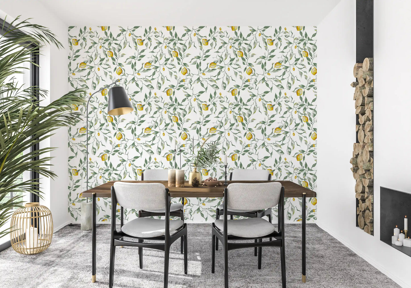 Mediterranean Citrus Grove Illustration Wallpaper⁠