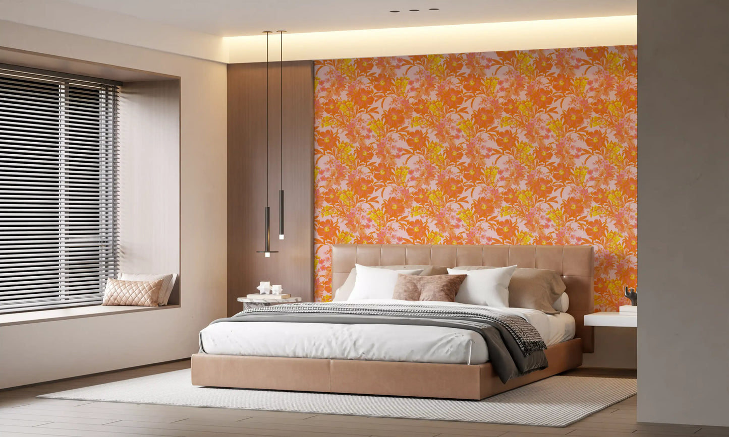 Sunset Orchard Botanical Blooms Wallpaper⁠