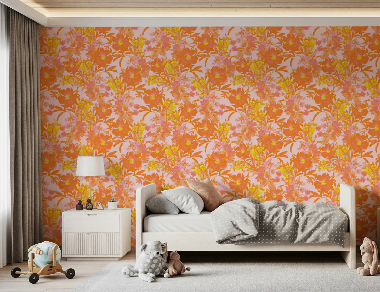 Sunset Orchard Botanical Blooms Wallpaper⁠