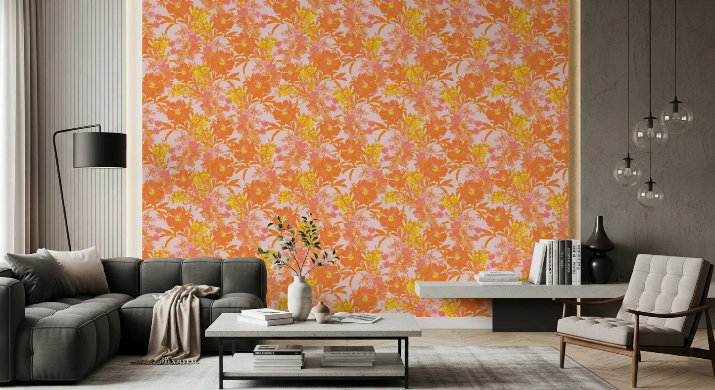 Sunset Orchard Botanical Blooms Wallpaper⁠