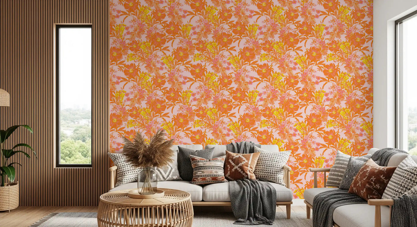 Sunset Orchard Botanical Blooms Wallpaper⁠