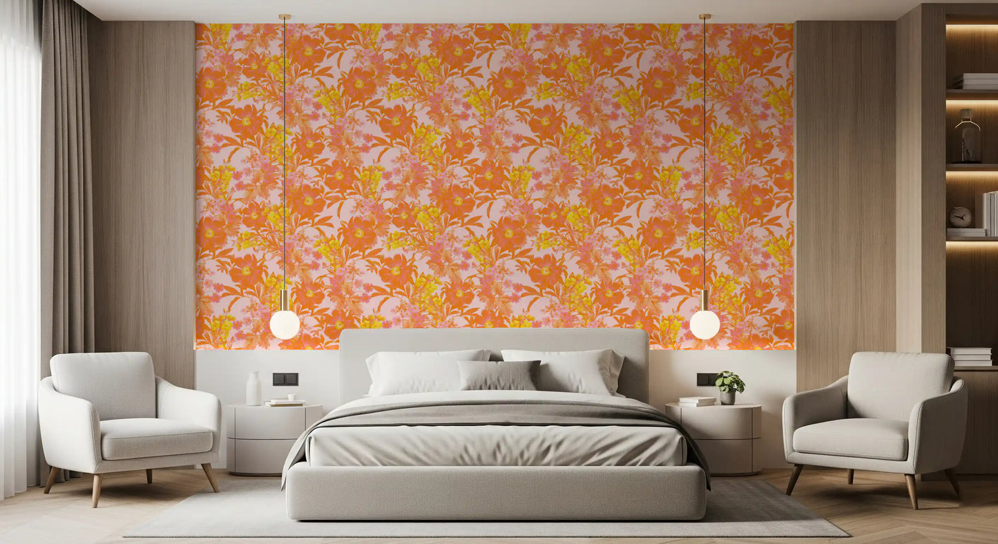 Sunset Orchard Botanical Blooms Wallpaper⁠
