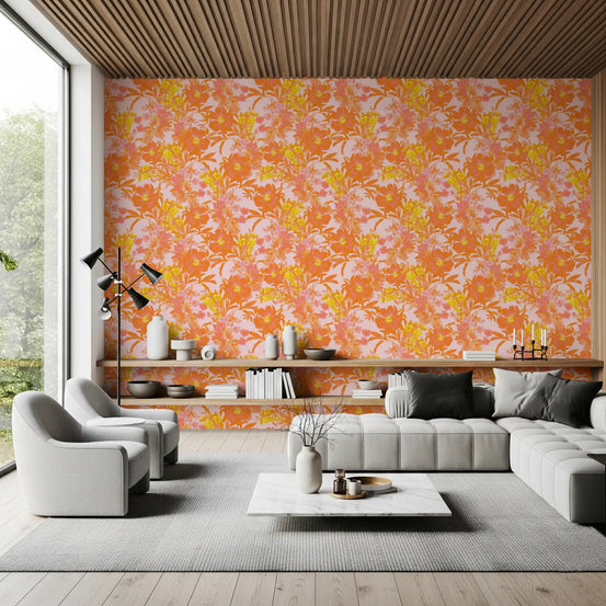 Sunset Orchard Botanical Blooms Wallpaper⁠