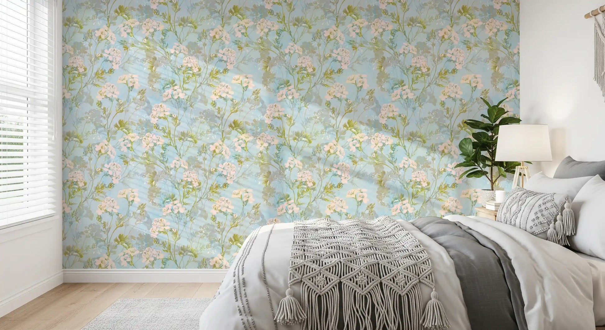 Soft Watercolor Meadow Flora Wallpaper⁠