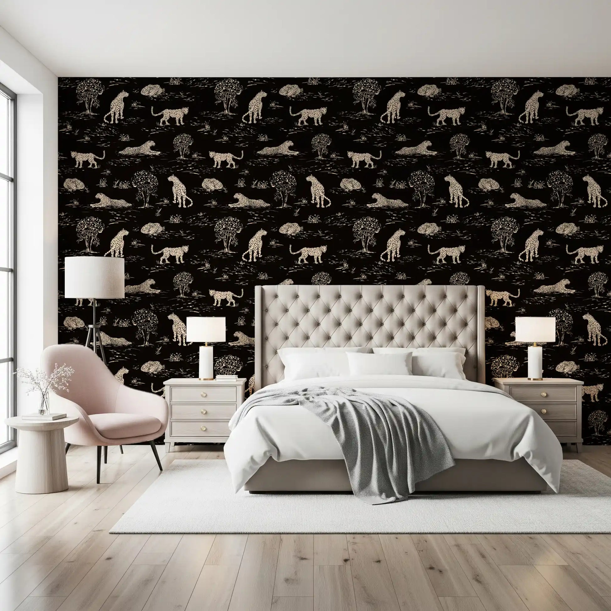 Leopard Sketch Savanna Wallpaper⁠