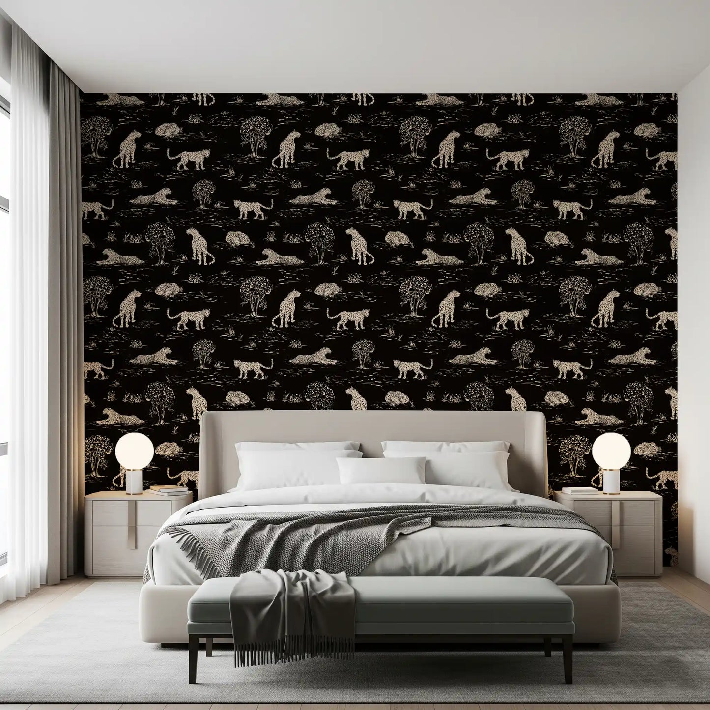 Leopard Sketch Savanna Wallpaper⁠