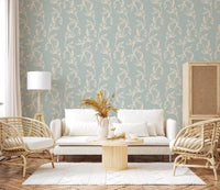 Sage Green and Cream Botanical Vine Wallpaper⁠