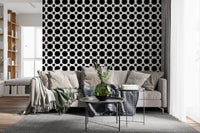 Monochrome Floral Lattice Wallpaper⁠