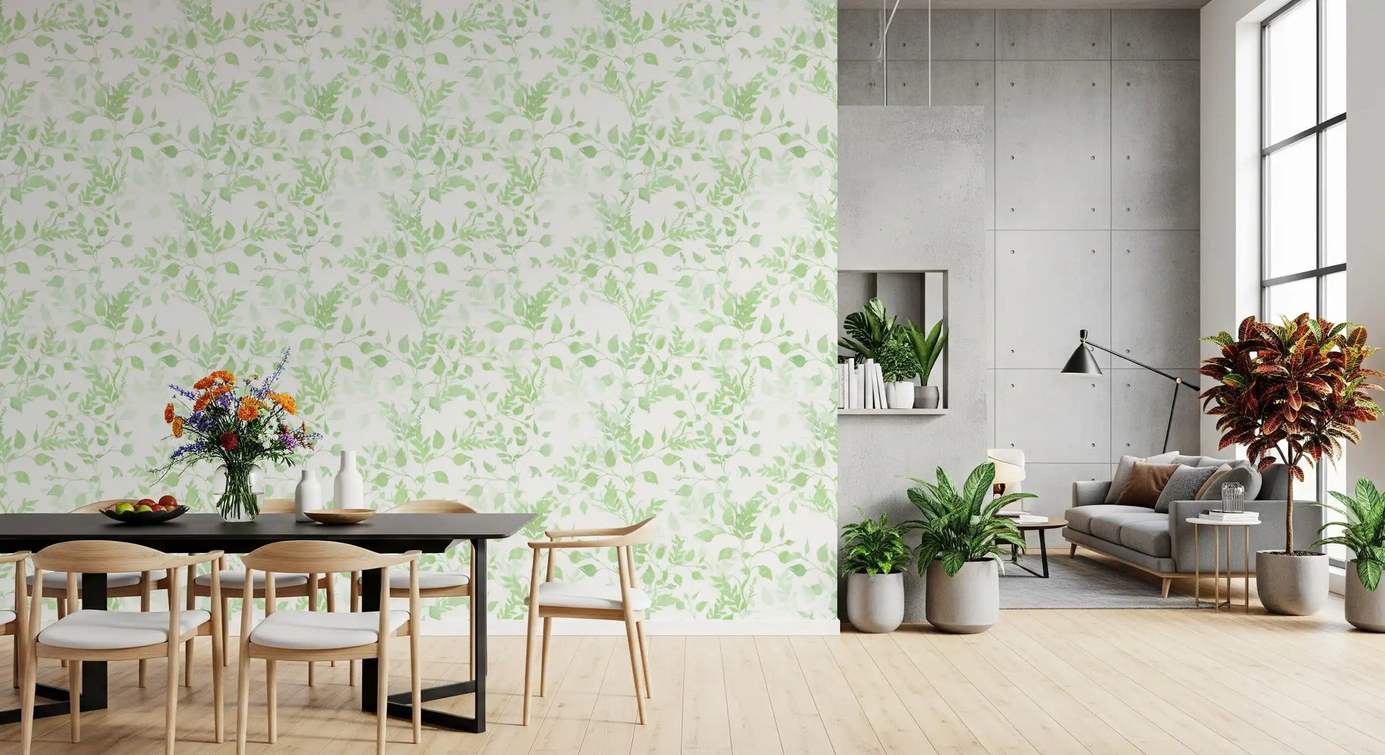 Ethereal Sage Leaf Trails Wallpaper⁠