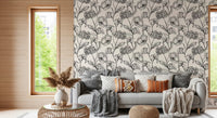 Monochrome Botanical Line Art Wallpaper⁠