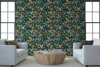 Midnight Garden Botanical Leaf Silhouette Wallpaper⁠