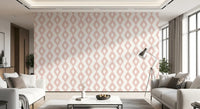 Soft Blush Hand-Painted Diamond Geometric Wallpaper⁠