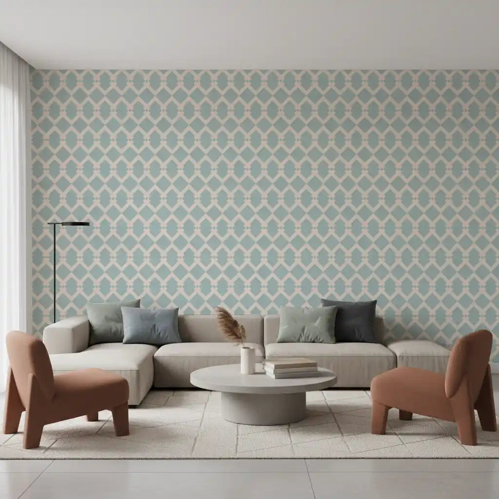Nordic Interlocking Diamond Lattice Wallpaper⁠