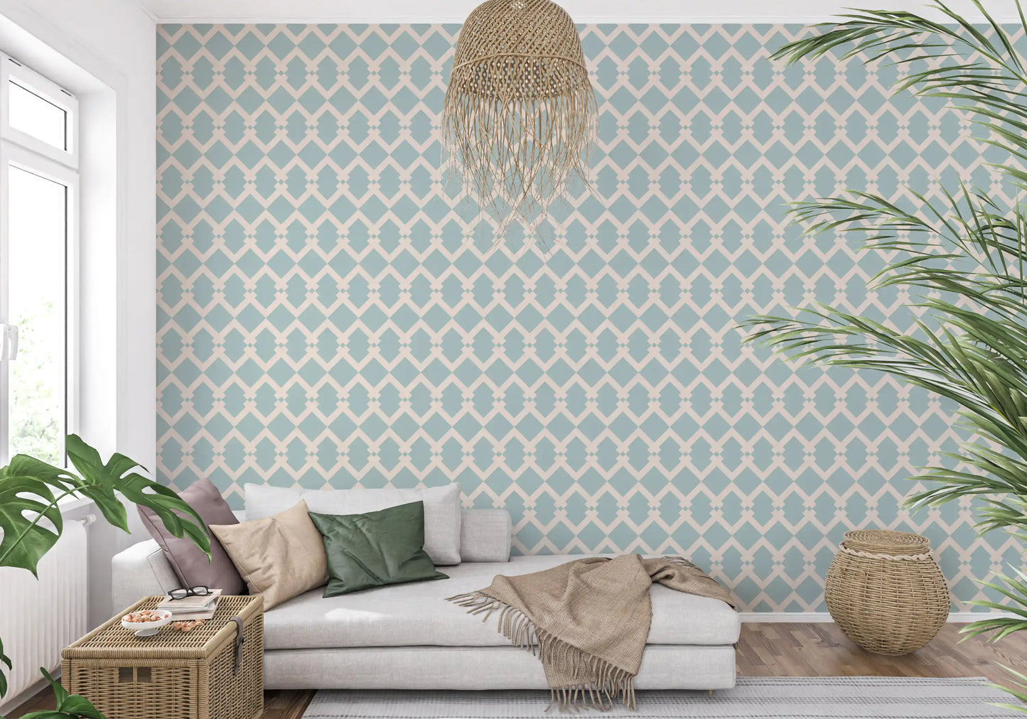 Nordic Interlocking Diamond Lattice Wallpaper⁠