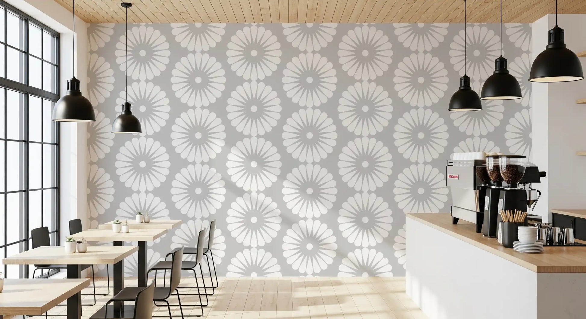 Minimalist Sunburst Radial Motif Wallpaper⁠