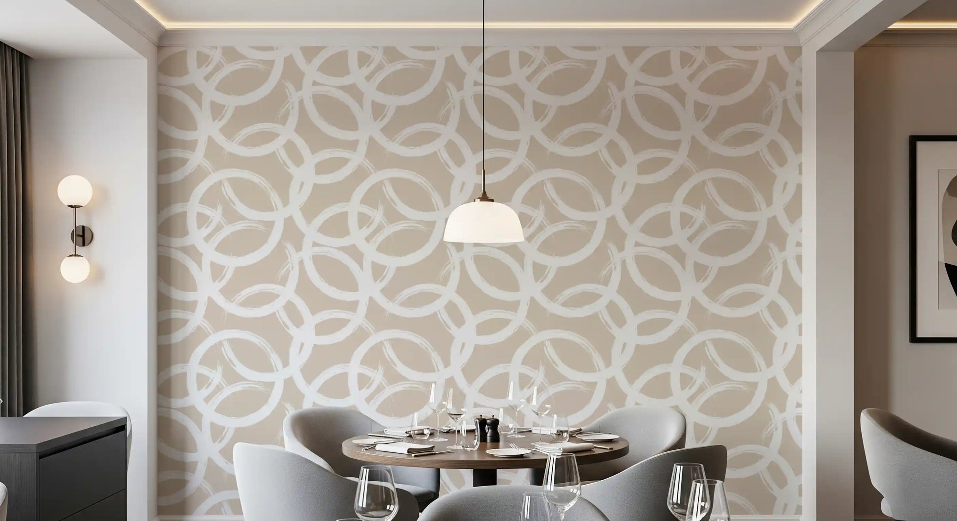 Cream Brushstroke Circles Wallpaper⁠