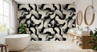 Monochrome Swirl Brushstrokes Wallpaper⁠
