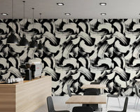 Monochrome Swirl Brushstrokes Wallpaper⁠