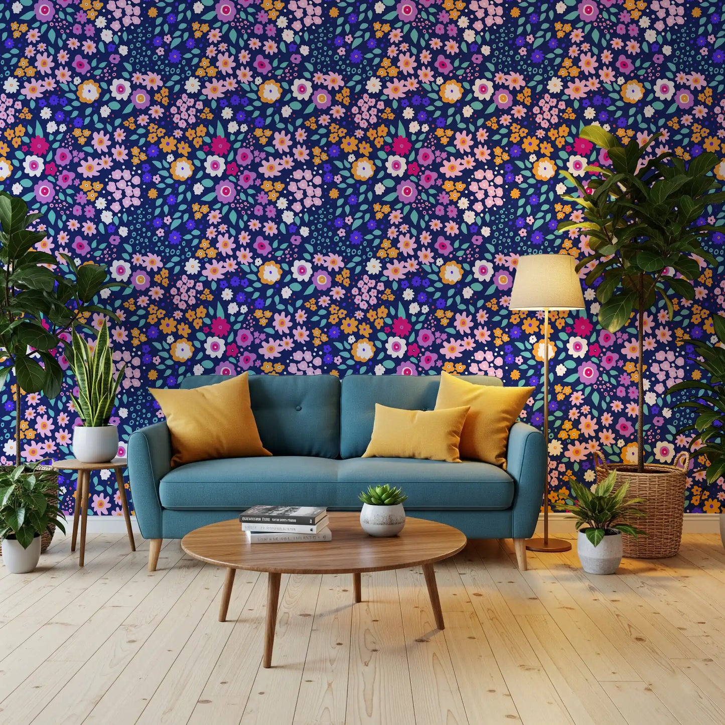Midnight Meadow Botanical Wallpaper⁠
