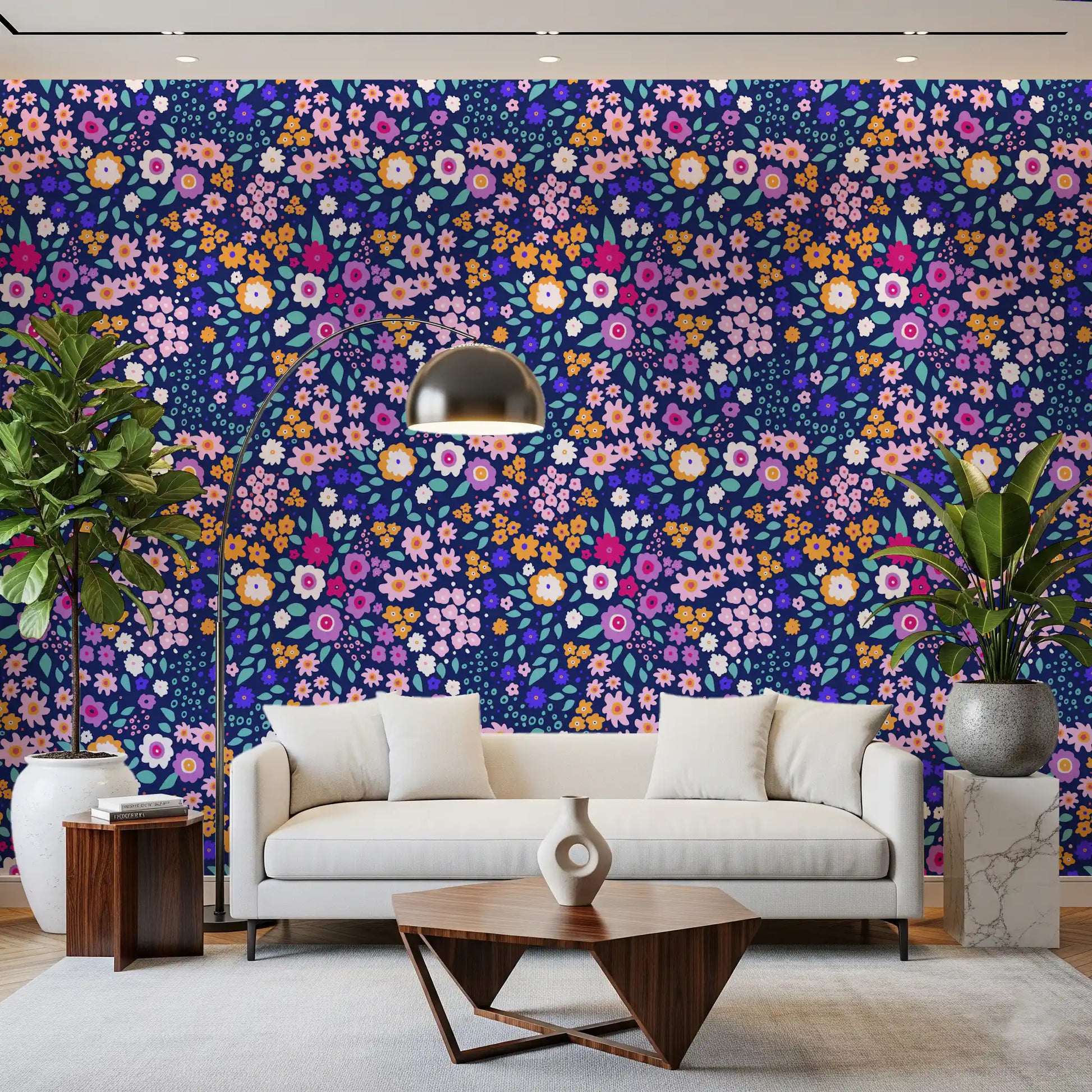Midnight Meadow Botanical Wallpaper⁠