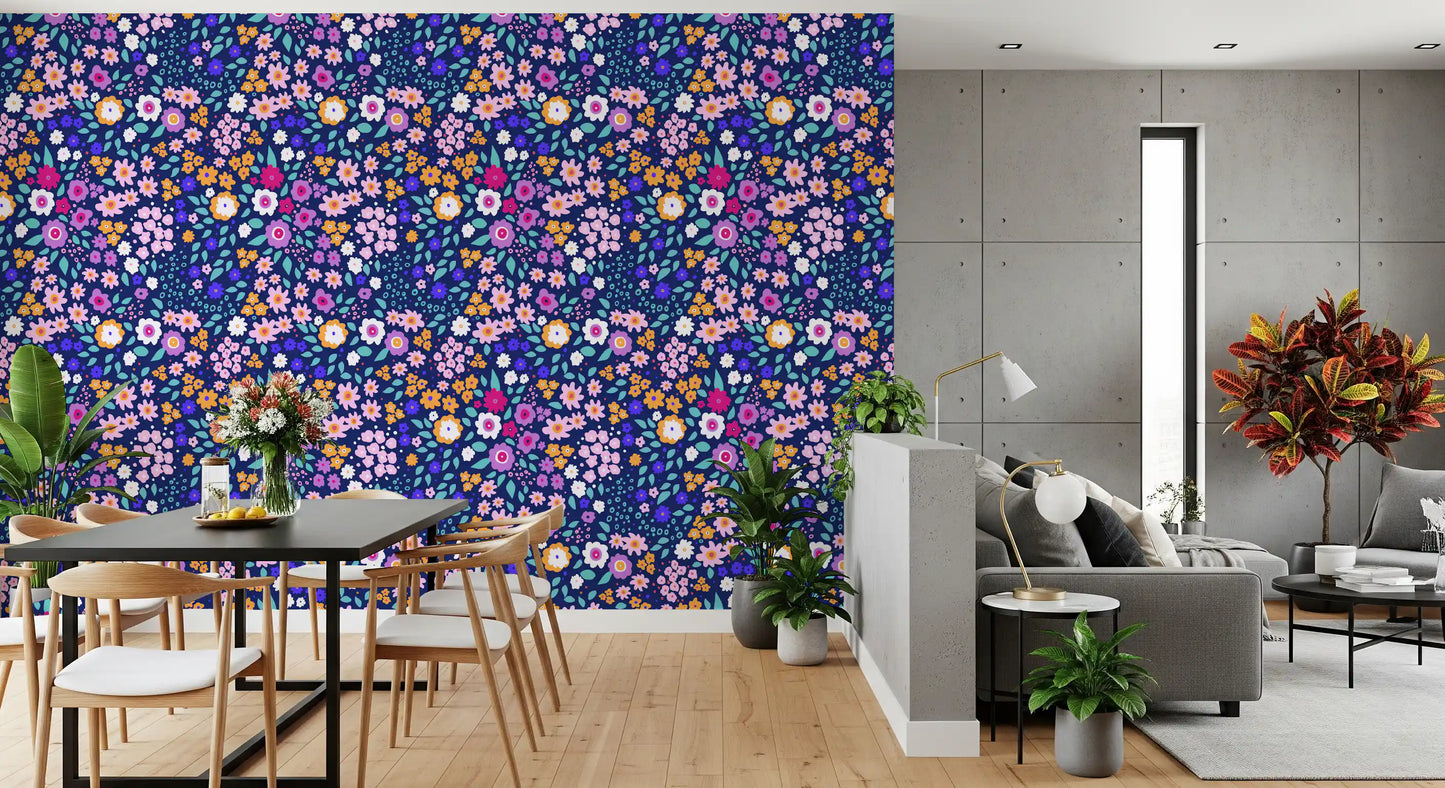Midnight Meadow Botanical Wallpaper⁠