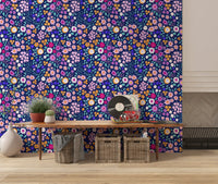 Midnight Meadow Botanical Wallpaper⁠