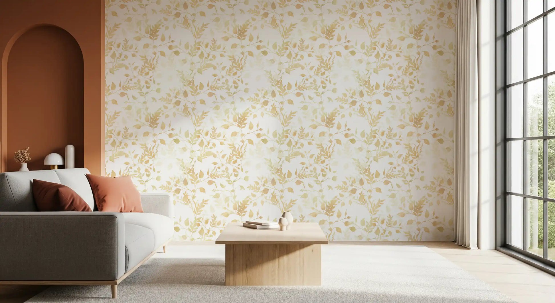Soft Golden Foliage Silhouette Wallpaper⁠