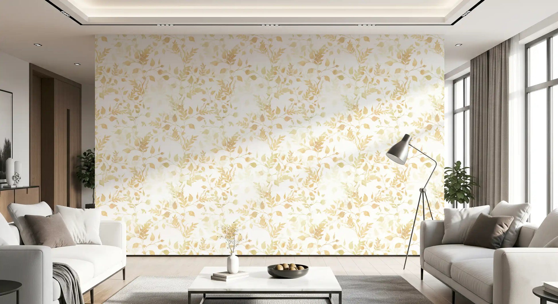 Soft Golden Foliage Silhouette Wallpaper⁠