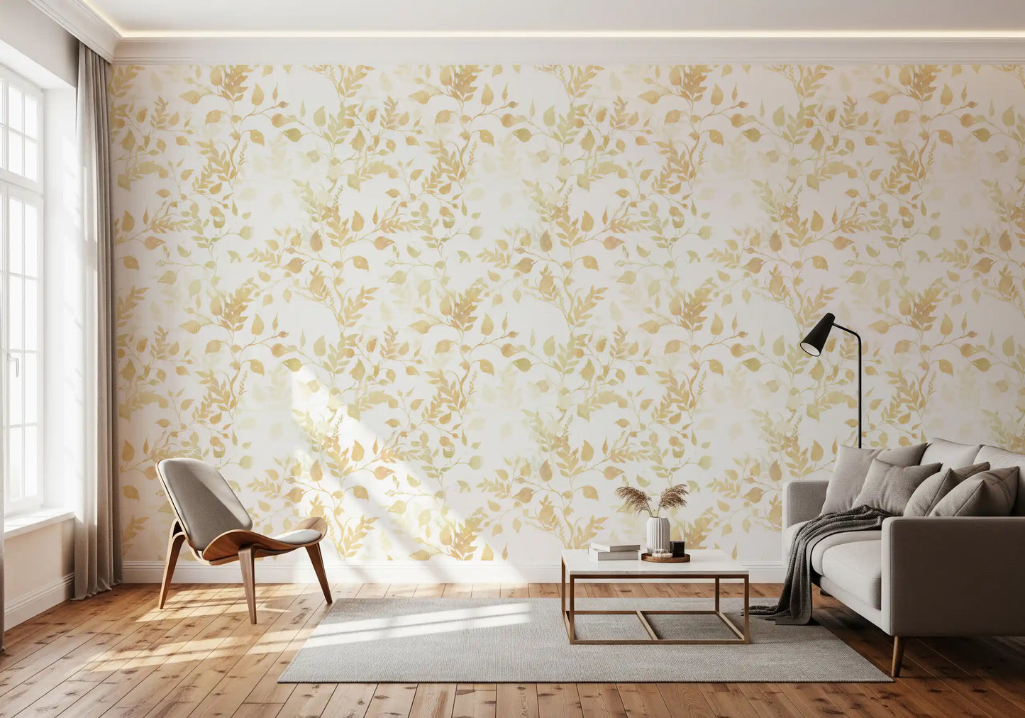 Soft Golden Foliage Silhouette Wallpaper⁠