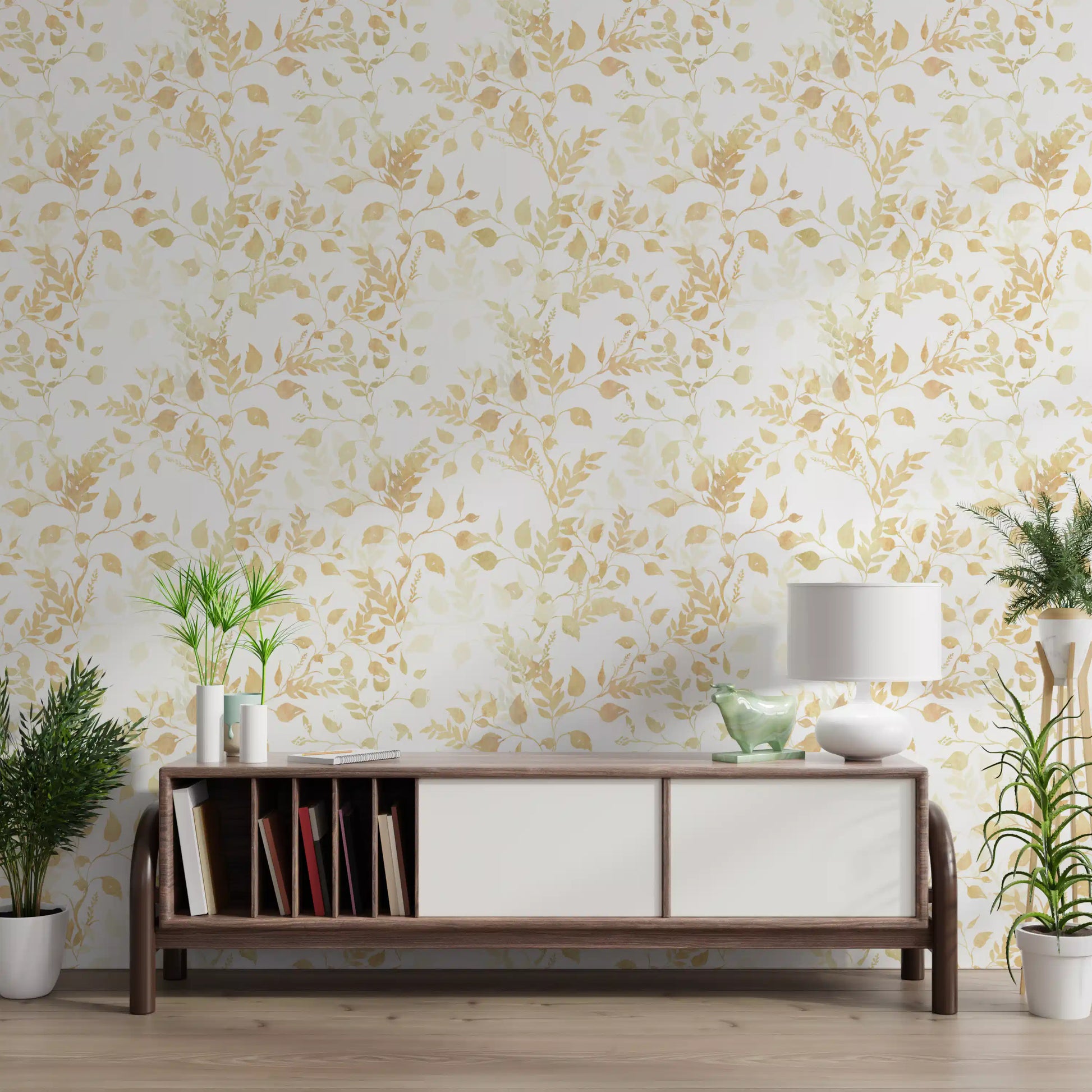 Soft Golden Foliage Silhouette Wallpaper⁠
