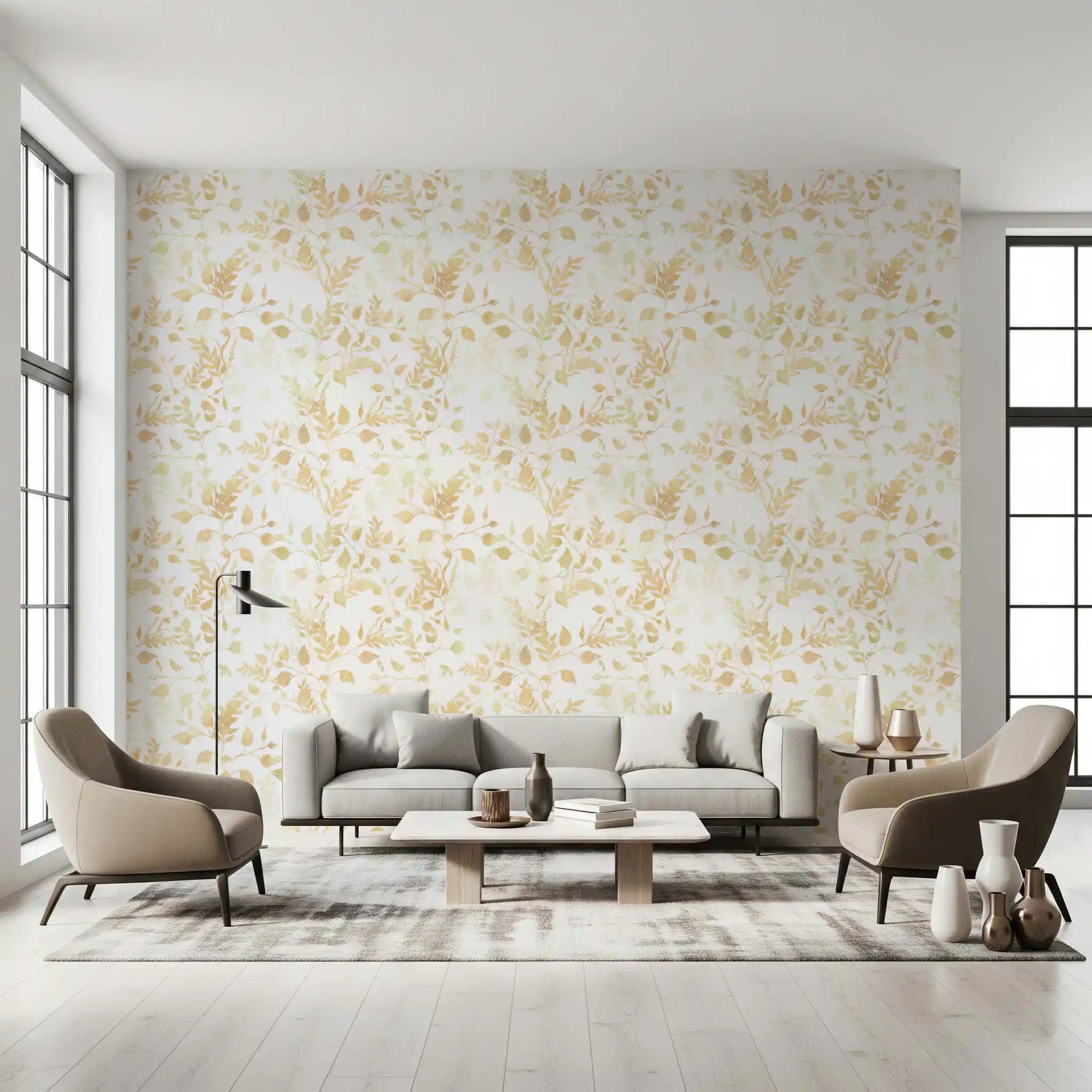 Soft Golden Foliage Silhouette Wallpaper⁠
