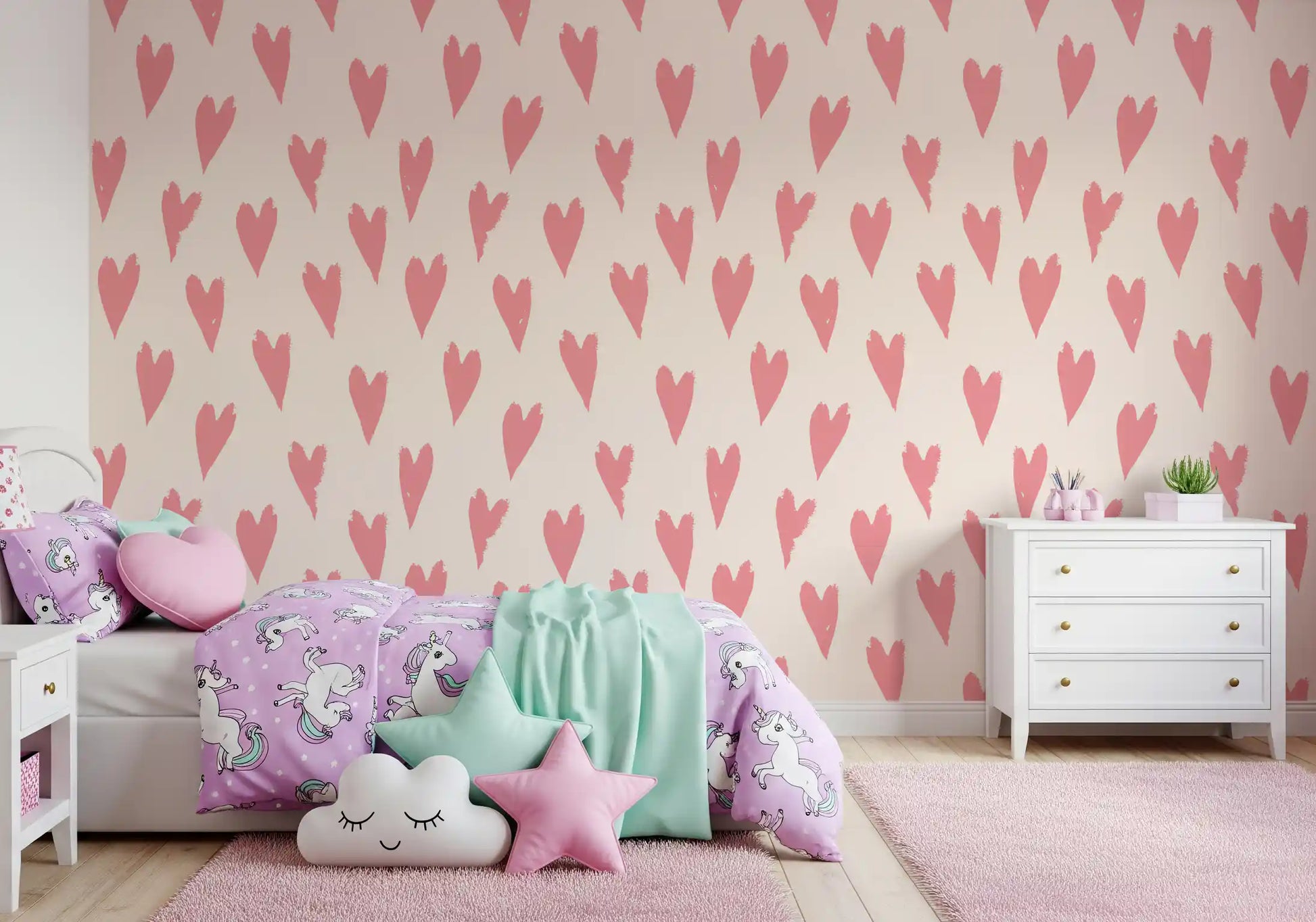 Soft Pink Heart Strokes Wallpaper⁠