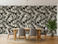 Minimalist Palm Leaf Monochrome Wallpaper⁠