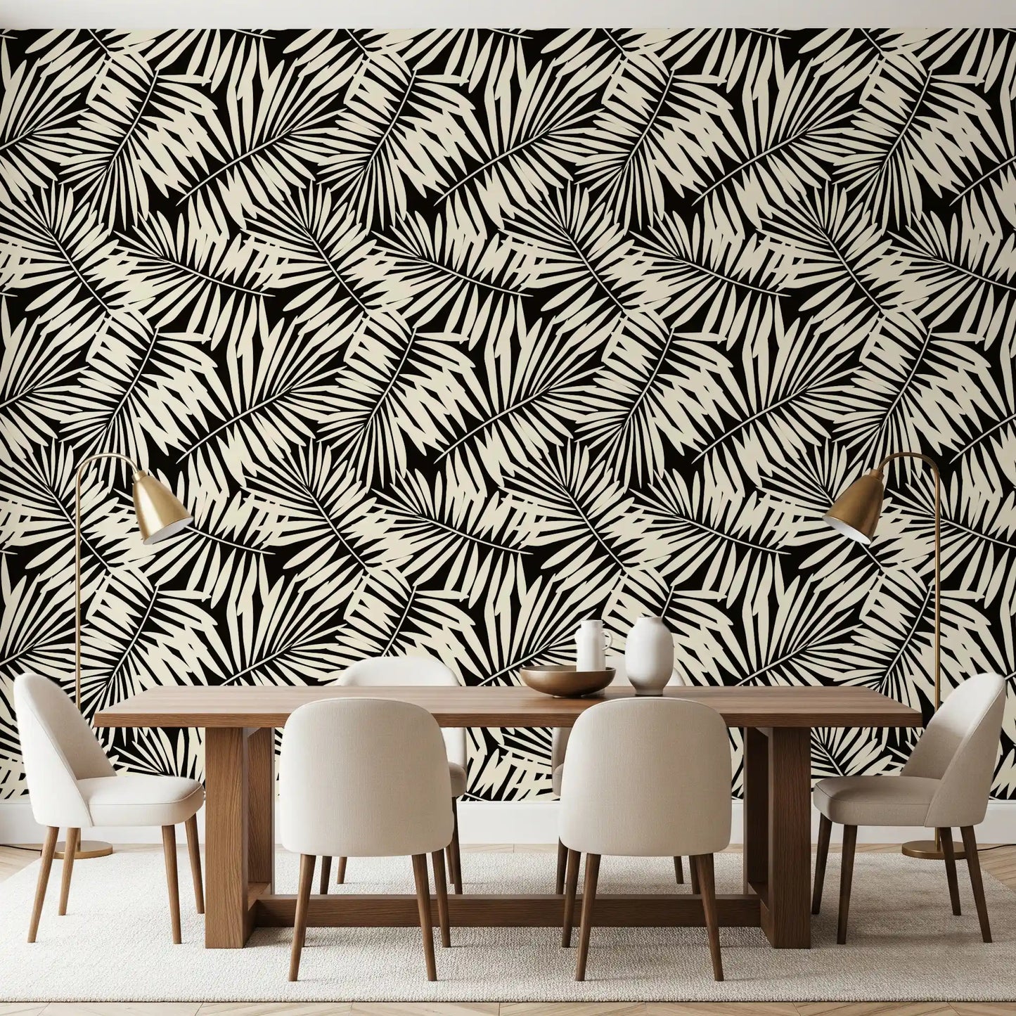 Minimalist Palm Leaf Monochrome Wallpaper⁠