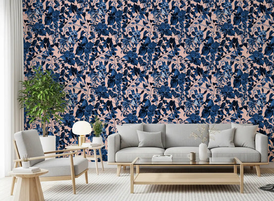 Indigo Grove Botanical Print Wallpaper⁠