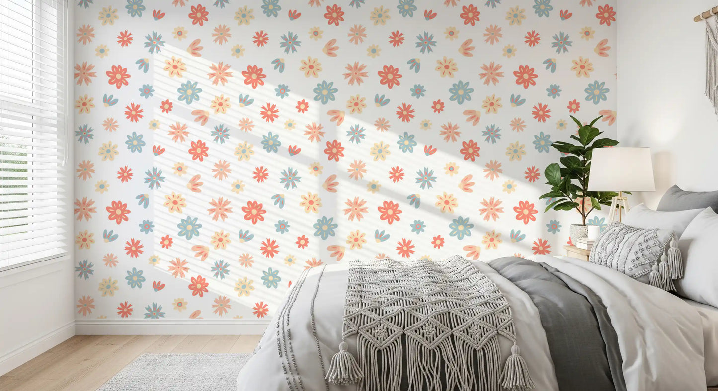 Cheerful Bloom Garden Illustration Wallpaper⁠