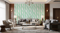 Soft Sage Wavy Vertical Stripe Wallpaper⁠