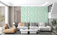 Soft Sage Wavy Vertical Stripe Wallpaper⁠