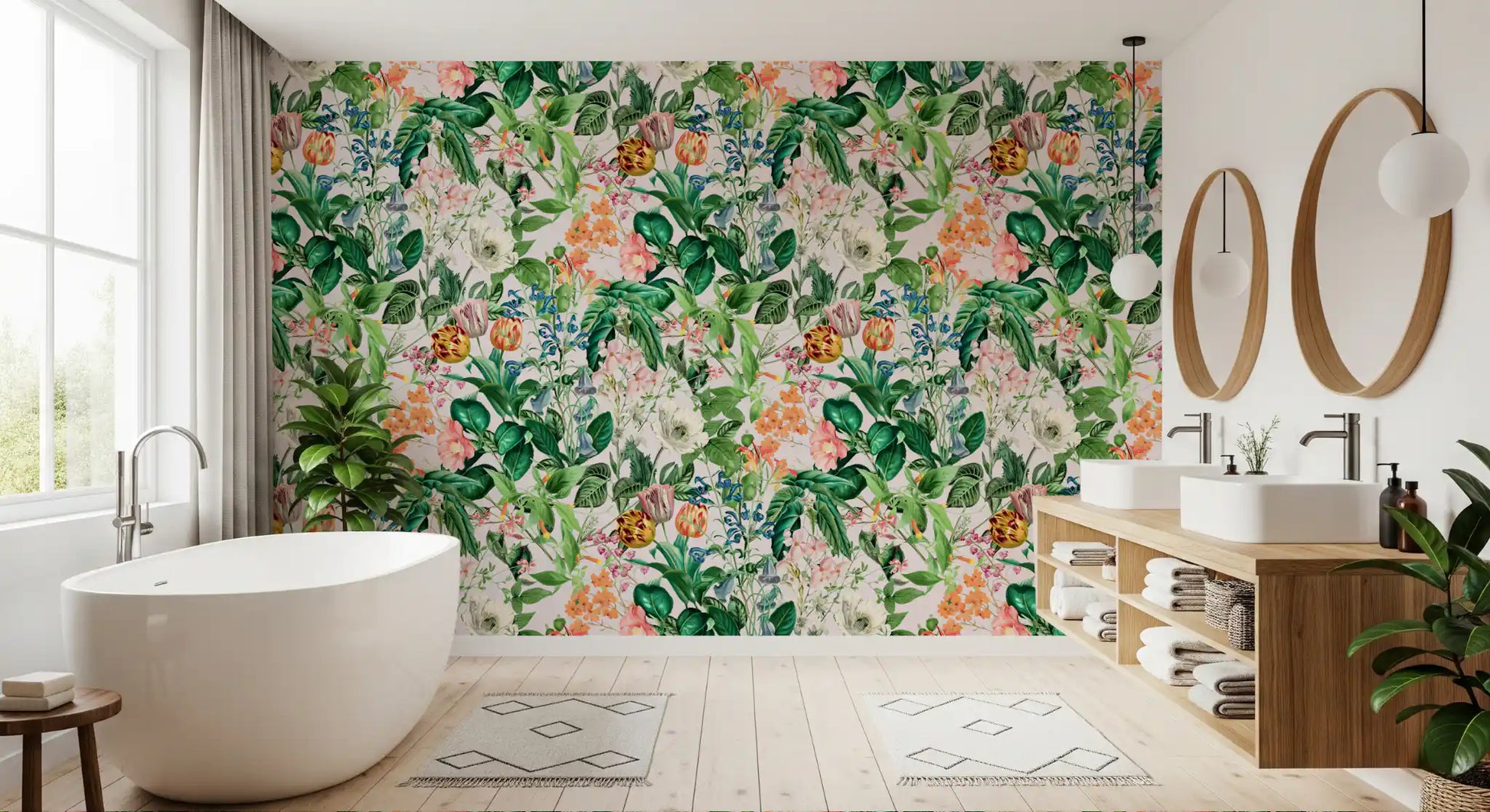 Vintage Botanical Garden Illustration Wallpaper⁠