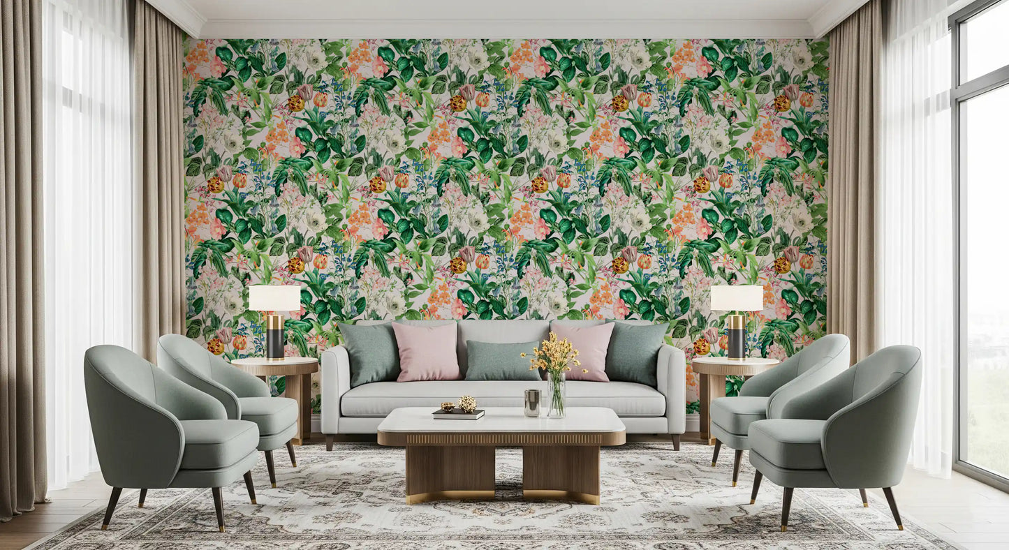 Vintage Botanical Garden Illustration Wallpaper⁠