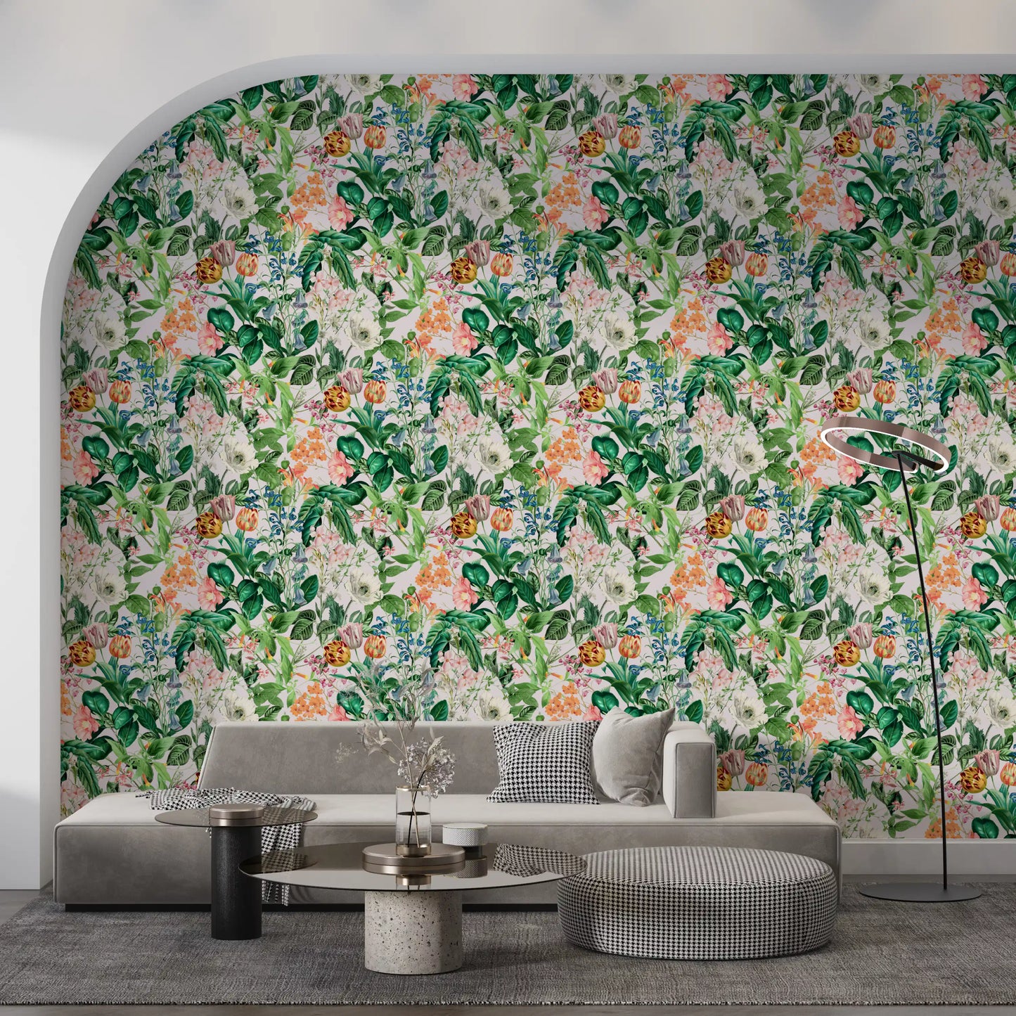 Spring Meadow Floral Pattern Wallpaper⁠