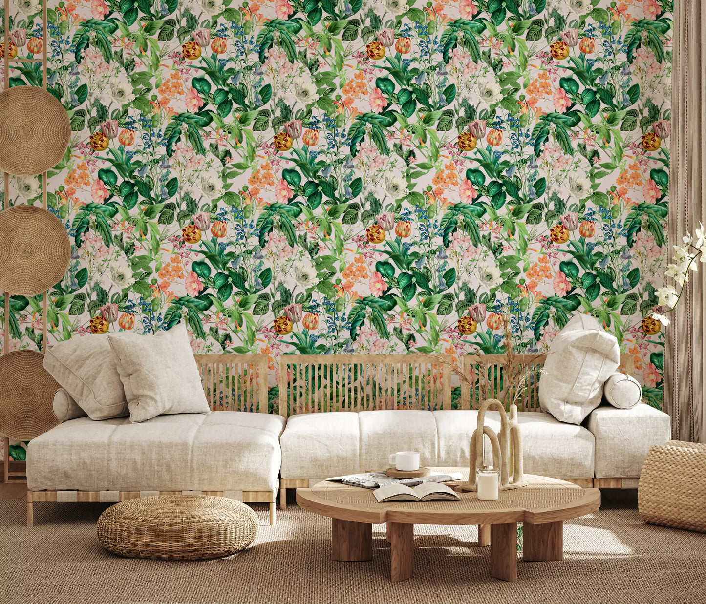Spring Meadow Floral Pattern Wallpaper⁠