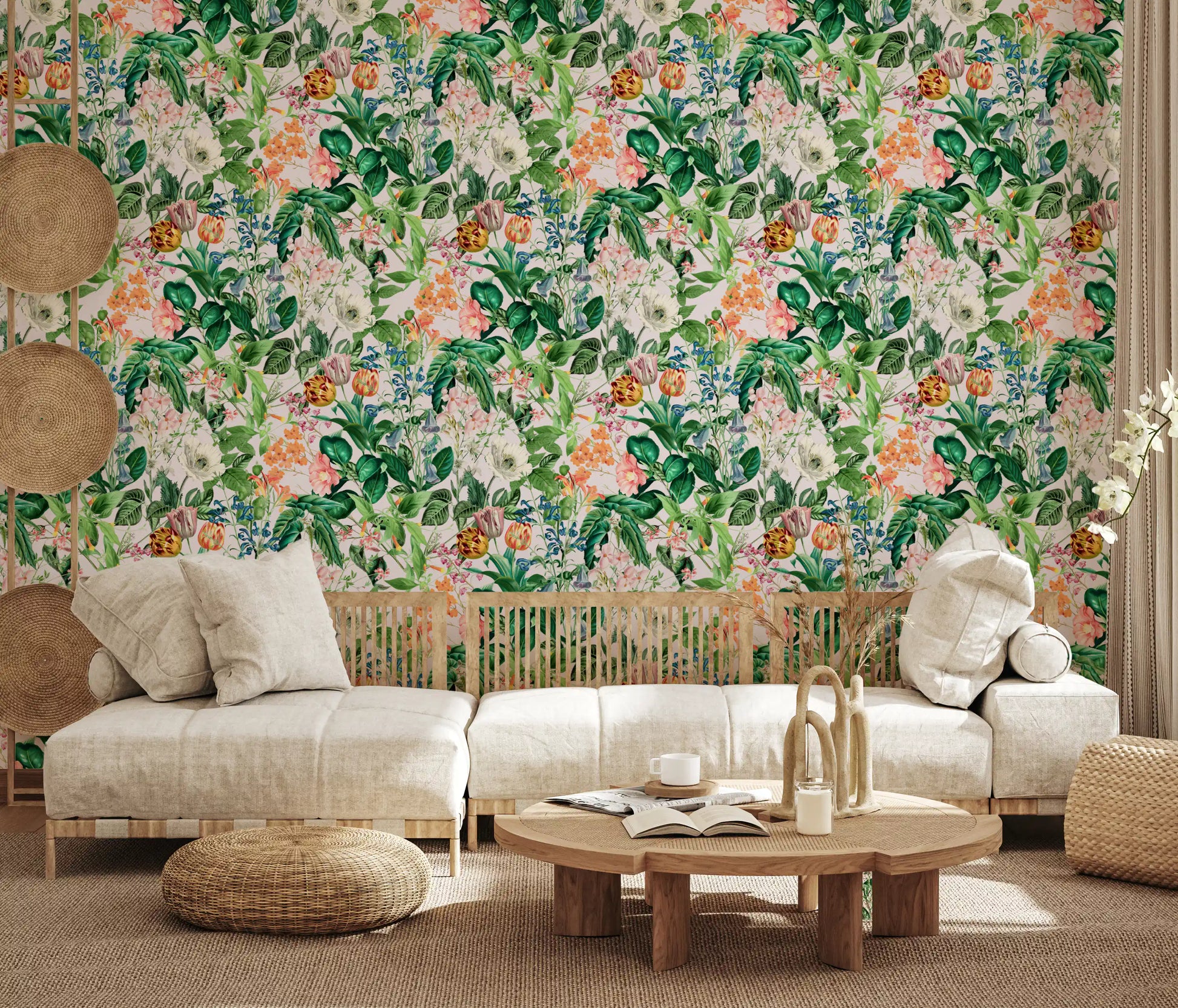 Spring Meadow Floral Pattern Wallpaper⁠