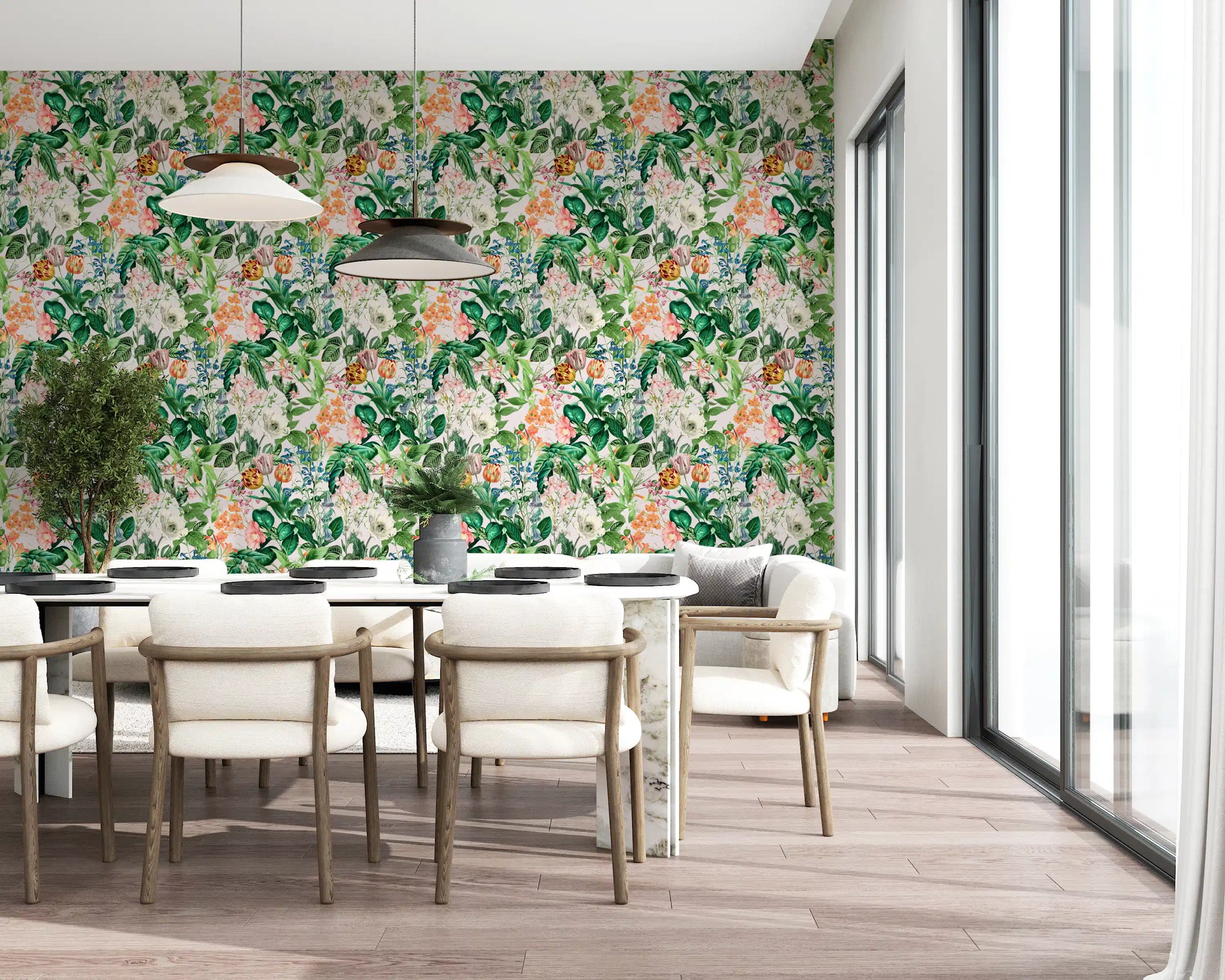 Spring Meadow Floral Pattern Wallpaper⁠