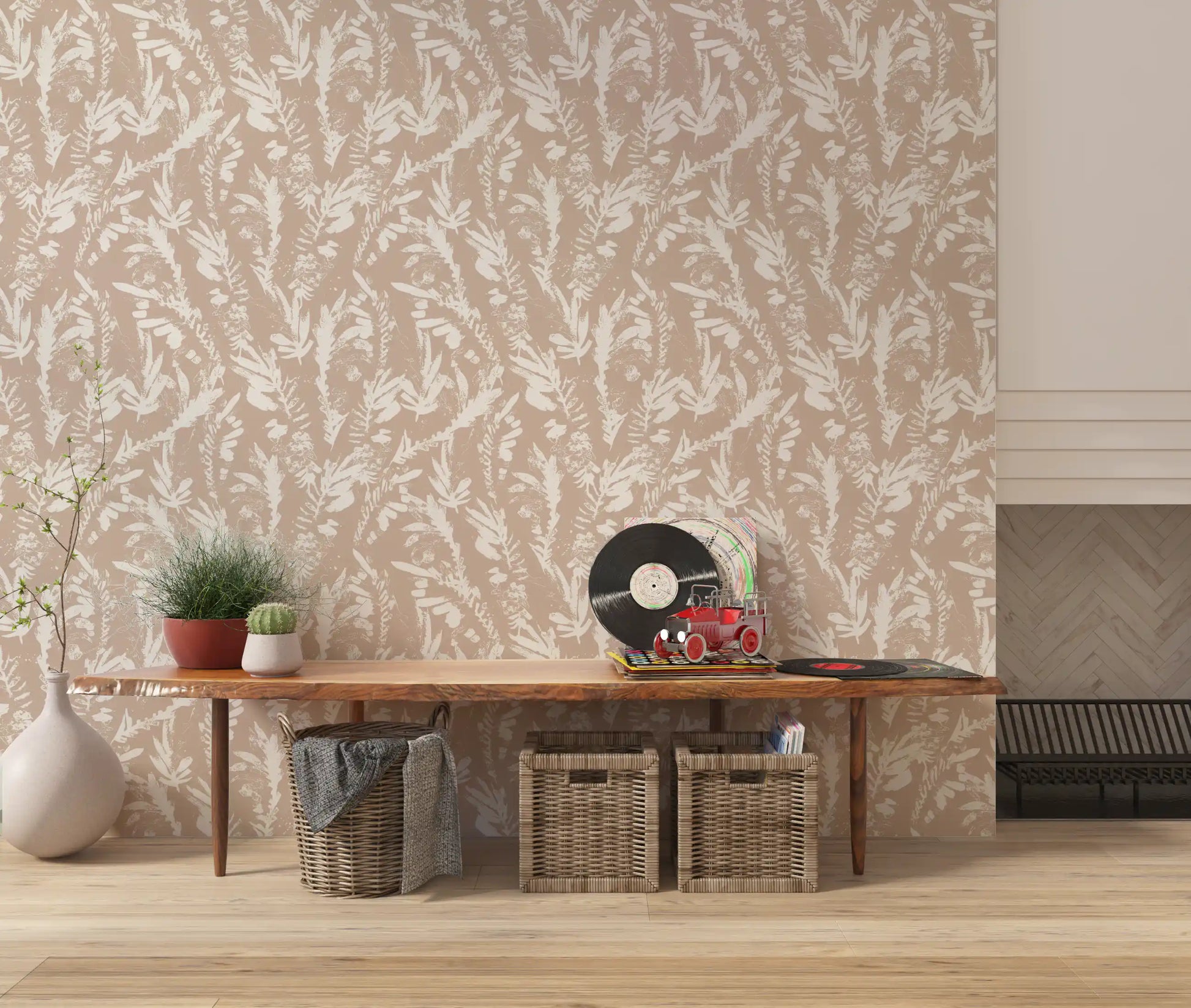 Earthy Brushstroke Leaves Wallpaper⁠